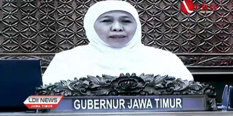 GubernurKhofifahmembukaMuswilLDIIJatimsecaradaring | LDII JAWA TIMUR Khofifah Memberikan Sambutan Muswil LDII Jatim Foto Dok LINES Jatim