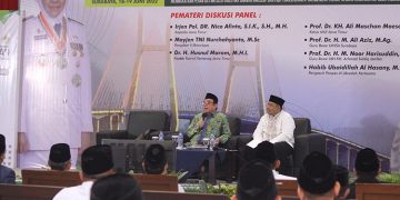 Ketua MUI Jawa Timur KH Ali Maschan Moesa kiri saat mengisi Diklat Dai LDII Jawa Timur di Ponpes Sabilurrosyidin Annur 18 Juni 2022 Dok KIM LDII Jatim