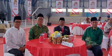 Ketua DPD LDII Bojonegoro Edi Arto kiri menghadiri undangan Kapolres Bojonegoro pada Peringatan HUT ke 76 Bhayangkara di gedung Alun Alun Bojonegoro Selasa 57