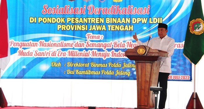 DPW LDII Jawa Tengah (Jateng) bekerja sama dengan Polda Jateng menyelenggarakan sosialisasi deradikalisasi di Ponpes PPM Tritih Kulon. Foto: LINES.