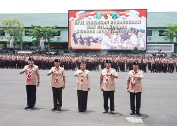 Kwarda Jawa Timur menggelar apel wawasan kebangsaan dan bela negara di Upacara A.Yani Kodam V/ Brawijaya, Rabu (26/10). Dok: LINES.