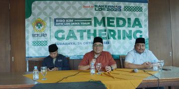 Ketua DPW LDII Jawa Timur KH Moch Amrodji Konawi di acara Media Gathering Pra Rakernas LDII Selasa 2410 di Surabaya Dok LINES