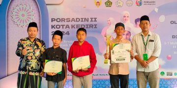 Santri Madrasah Diniyyah Madin Wali Barokah M Safa Zidna Ilma Al Mahzumi meraih juara 1 Lomba Lari Cepat 100 m kategori putra pada Pekan Olahraga dan Seni Antar Diniyah Porsadin II Kota Kediri Dok LINES