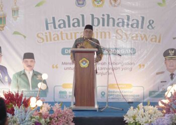 Ketua DPW LDII Jatim, KH Moch Amrodji Konawi menghadiri Silaturahim Syawal yang diselenggarakan DPD LDII Lamongan, pada Minggu (20/4). Dok: LINES.