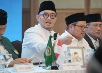 Pengamat Politik Bidang Pertahanan sekaligus Juru Bicara Presiden Prabowo, Dahnil Anzar Simanjuntak saat menjadi pembicara di Sekolah Virtual Kebangsaan LDII. Dok: LINES.