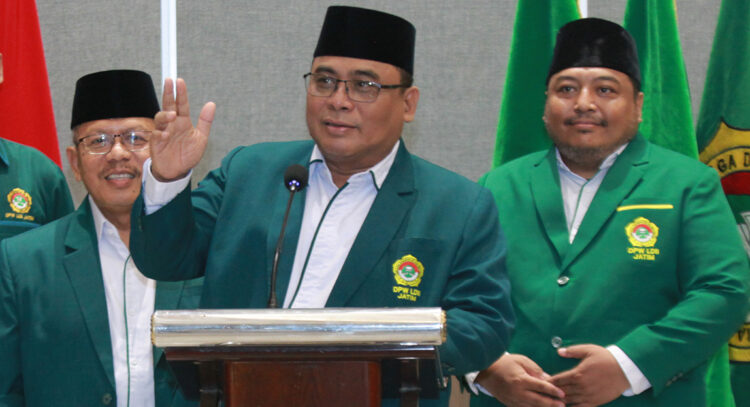 pengurus ldii jatim | LDII JAWA TIMUR Ketua DPW LDII Jawa Timur KH Moch Amrodji Konawi tengah bicara soal Musyawarah Wilayah Muswil X LDII Jatim Dok LINES