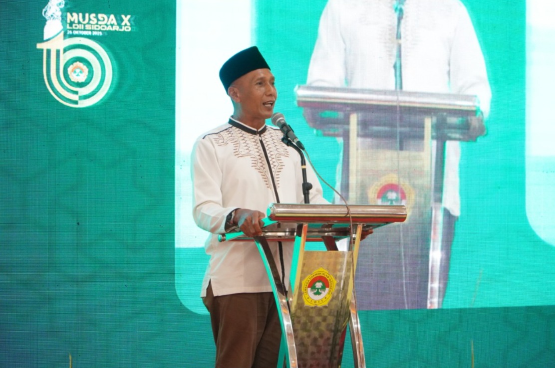 Asisten II Pemerintah Kabupaten Sidoarjo, Mahmud berpesan agar kepengurusan baru hasil Musda LDII X mampu menghadapi tantangan di era digitalisasi, sehingga memiliki peran penting dalam memberdayakan masyarakat. Dok: LINES.