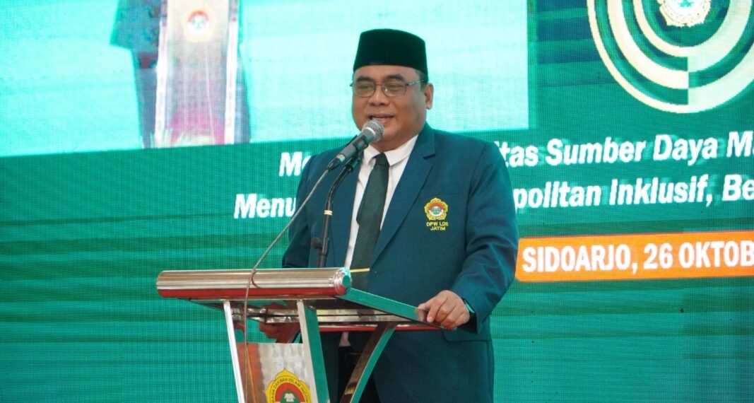 Ketua DPW LDII Jawa Timur Moch. Amrodji Konawi menegaskan bahwa keberhasilan sebuah organisasi bergantung pada dua hal utama: terciptanya hubungan yang harmonis baik secara vertikal maupun horizontal. Dok: LINES.
