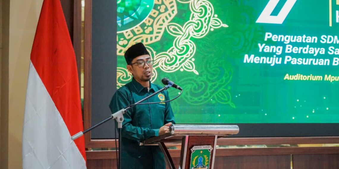 Ketua terpilih DPD LDII Kabupaten Pasuruan masa bakti 2025–2030, Andik Dwi Susanto, menyampaikan sambutan usai ditetapkan dalam Musyawarah Daerah (Musda) VII LDII Kabupaten Pasuruan. (Dok. LINES Pasuruan)