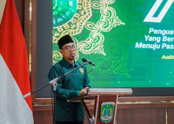 Ketua terpilih DPD LDII Kabupaten Pasuruan masa bakti 2025–2030, Andik Dwi Susanto, menyampaikan sambutan usai ditetapkan dalam Musyawarah Daerah (Musda) VII LDII Kabupaten Pasuruan. (Dok. LINES Pasuruan)
