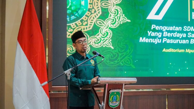Ketua terpilih DPD LDII Kabupaten Pasuruan masa bakti 20252030 Andik Dwi Susanto menyampaikan sambutan usai ditetapkan dalam Musyawarah Daerah Musda VII LDII Kabupaten Pasuruan Dok LINES Pasuruan