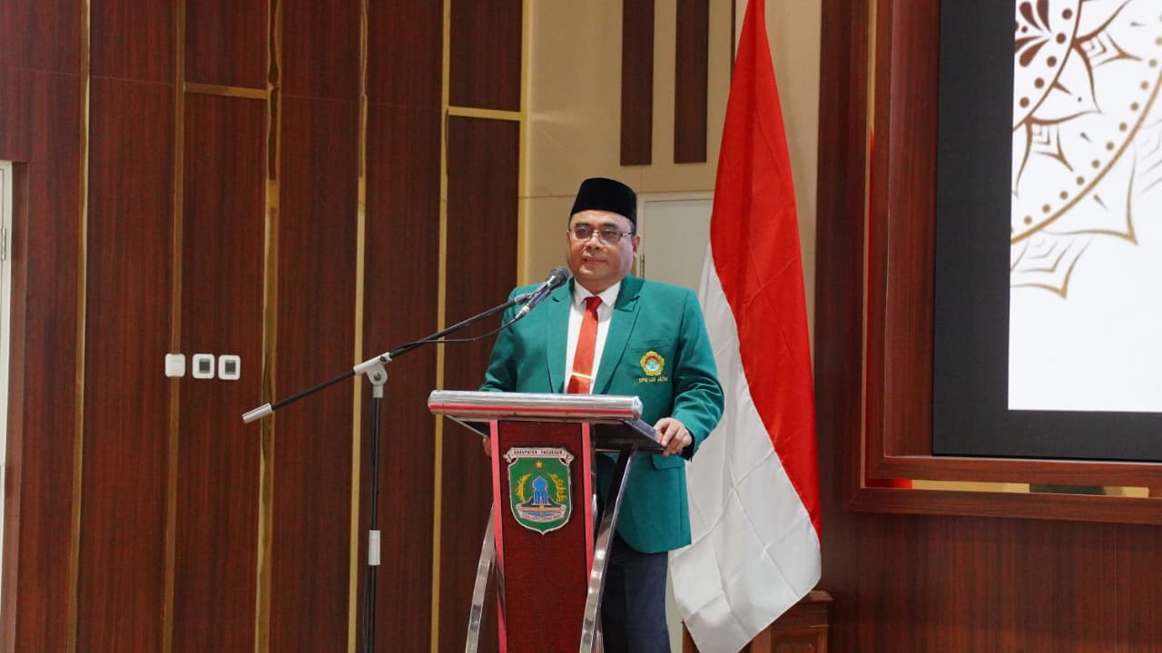 Ketua DPW LDII Jawa Timur Moch. Amrodji Konawi memberikan sambutan pada pembukaan Musda VIII LDII Kabupaten Pasuruan. (Dok. LINES Pasuruan)