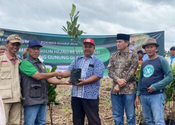 LDII Kabupaten Malang, Kelompok Masyarakat (Pokmas) Gundul Joyo, Senkom Mitra Polri, serta puluhan relawan dari berbagai wilayah menggelar penghijauan di lahan bekas tambang Gunung Gede, Kamis (13/11). Foto: Dok. LINES Malang.