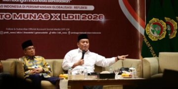 Sekretaris Lembaga Pembinaan Haji dan Umrah LPHU Pimpinan Pusat PP Muhammadiyah Marjuki Al Jawiy menegaskan Pancasila dan nilai nilai Islam wasathiyah merupakan satu kesatuan yang saling menguatkan dalam kehidupan berbangsa dan bernegara Dok LINES