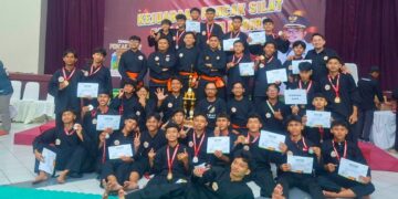 PERSINAS ASAD menjadi menjadi juara umum Kejuaraan Pencak Silat Piala Bupati Kediri 2025 dengan meraih delapan medali emas Foto Dok LINES Kediri