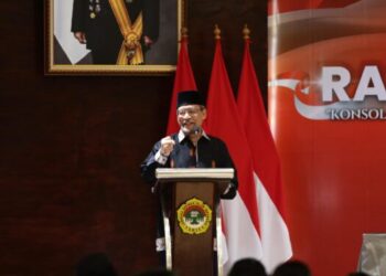 EDYSUPARTOWANHATDPPLDII750x375 | LDII JAWA TIMUR Dewan Penasihat DPP Lembaga Dakwah Islam Indonesia LDII Edy Suparto mengingatkan perjalanan LDII yang memasuki usia 54 tahun menjadi bukti konsistensi organisasi dalam berkiprah untuk umat dan negara Dok LINES