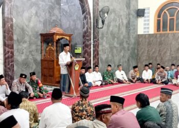 Safari Ramadan Forkopimcam Babat di Masjid Miftahul Huda, Desa Truni, Lamongan, dihadiri tokoh agama, organisasi kemasyarakatan, dan masyarakat, Sabtu (7/3/2026). Foto: LINES Lamongan