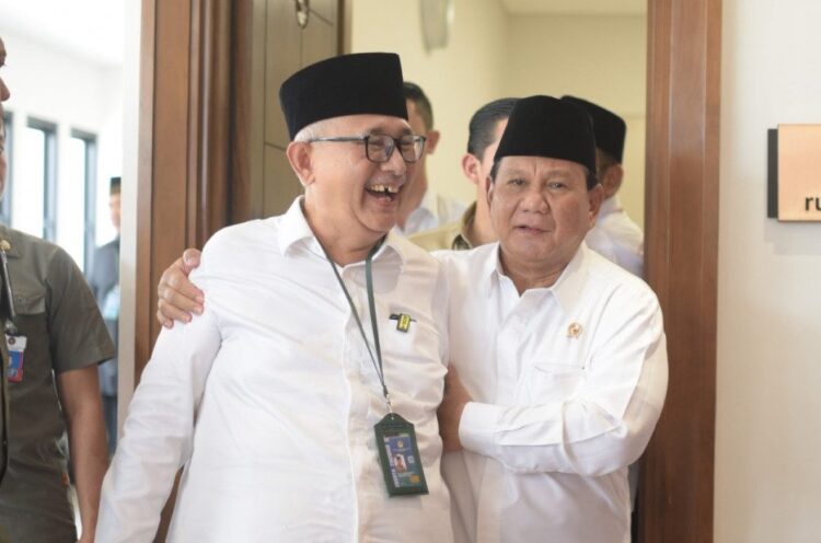 Prabowo Subianto bersama Ketum LDII KH Chriswanto Santoso di Rakernas LDII 2023 Foto LINES