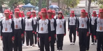 Anggota Paskibraka Banyuwangi 2026 mengikuti latihan sebagai bagian dari persiapan Upacara HUT ke 81 Kemerdekaan RI Foto LINES Banyuwangi