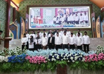 Pengukuhan pengurus Forum Komunikasi Pesantren (FKP) Kabupaten Mojokerto di Pondok Pesantren Nurul Islam 2, Pungging, Senin (10/8/2026). Foto: LINES Mojokerto