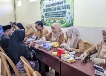CekKesehatanGratisLDIILamongan | LDII JAWA TIMUR Warga mengikuti pemeriksaan kesehatan dalam kegiatan Cek Kesehatan Gratis CKG yang digelar DPD LDII Lamongan bersama Dinas Kesehatan di Kabupaten Lamongan Minggu 1392026 Foto LINES Lamongan